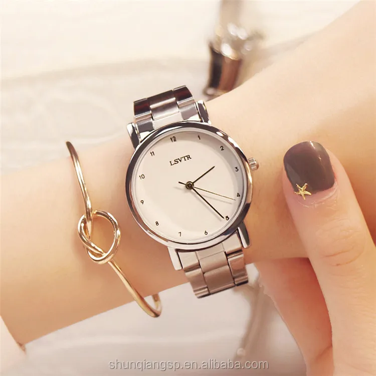 Hot Sell Fashion Pointer Couple Steel Wrist Quartz Watch