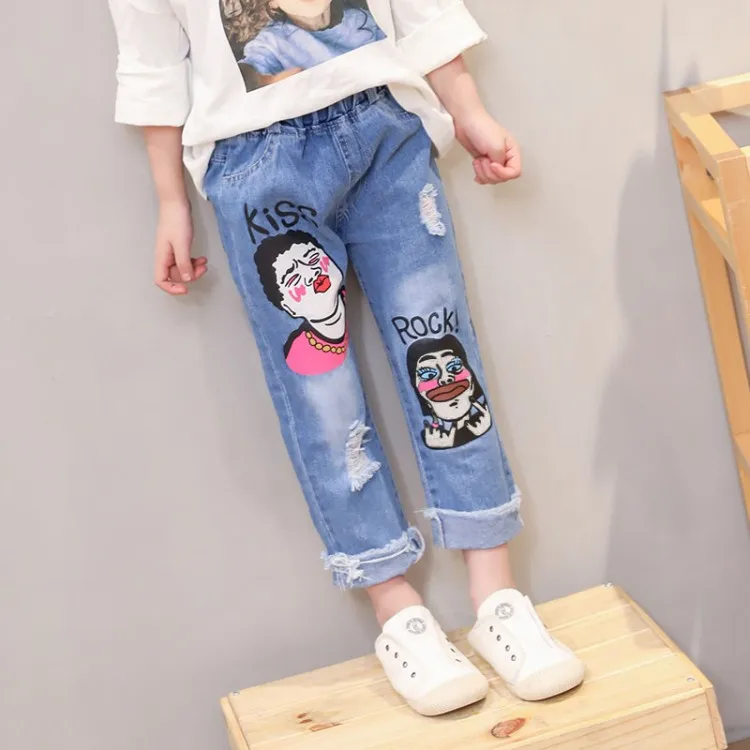 Hao Baby New Summer Girl For Children Aged Three To Nine Tight Kid Nine Minutes Of Pants Kind Of Jeans