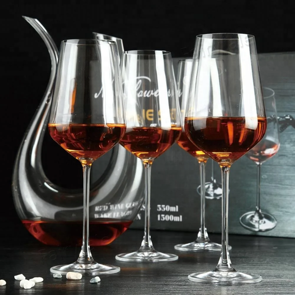 
Luxury Gift Box Set 1 Piece Wine Decanter 4 Piece Glass Goblets Crystal Red Wine Glassware Set of 5 