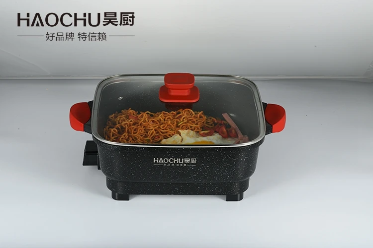 
CE Approve Home use Electric non stick pan 32*32*9.5cm Rectangular Aluminum wholesale cooking pot 
