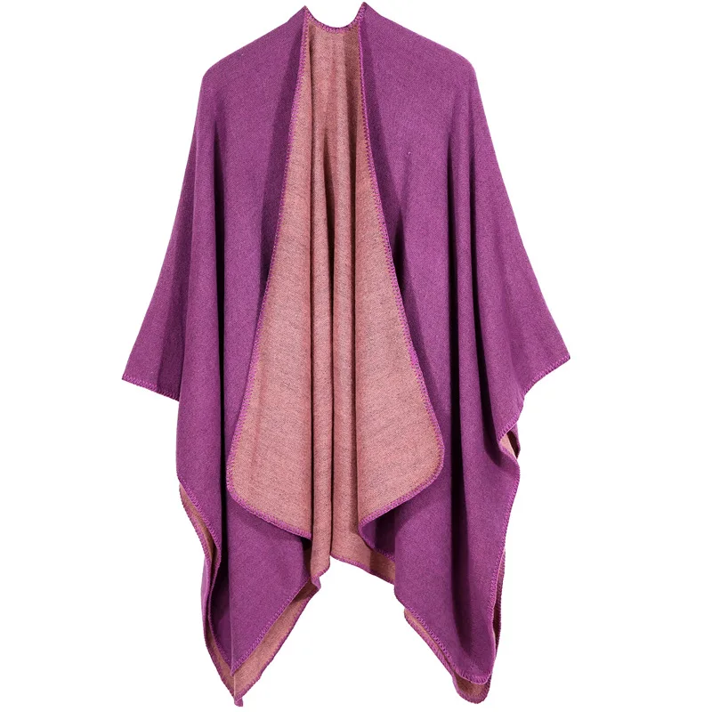 
2018 new girls fashion tassel poncho wraps kashmir solid color wool shawl scarf 