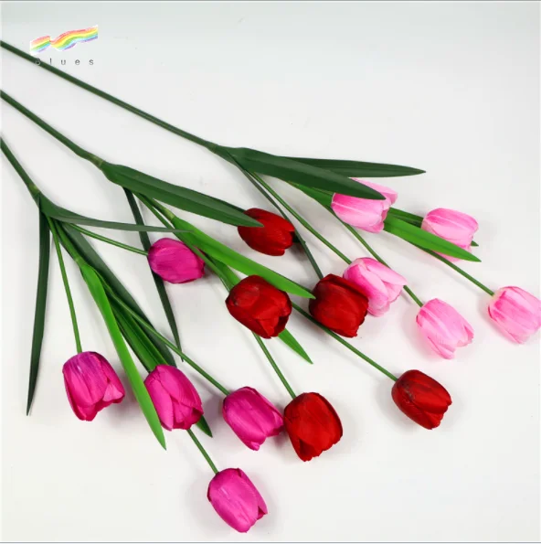 Artificial parrot tulip blue tulip flower plastic tulip flowers decoration wholesale