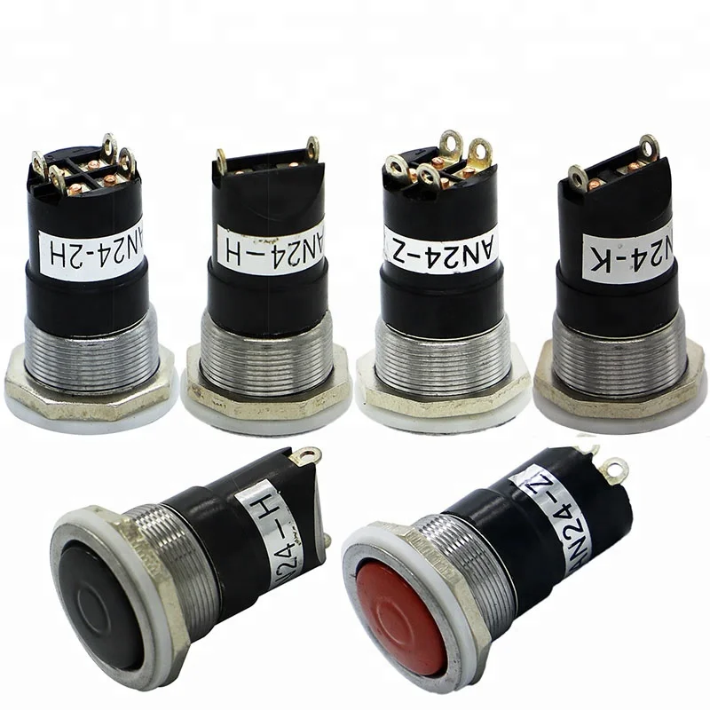 AN24-2H OFF-(ON) 4pins 20mm DPST Push Button Switch