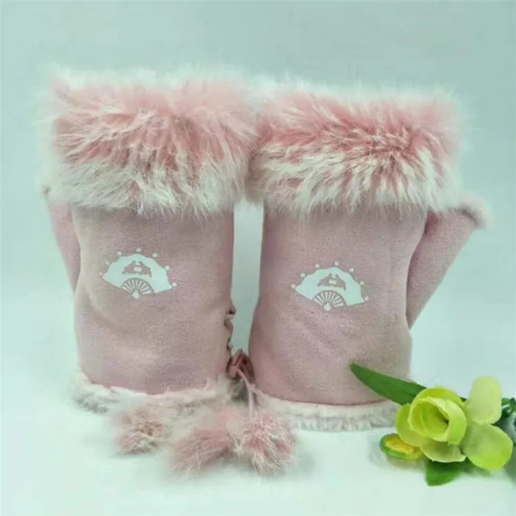 High Quality Imported Skin rabbit fur Design Fashion Women Leather gloves