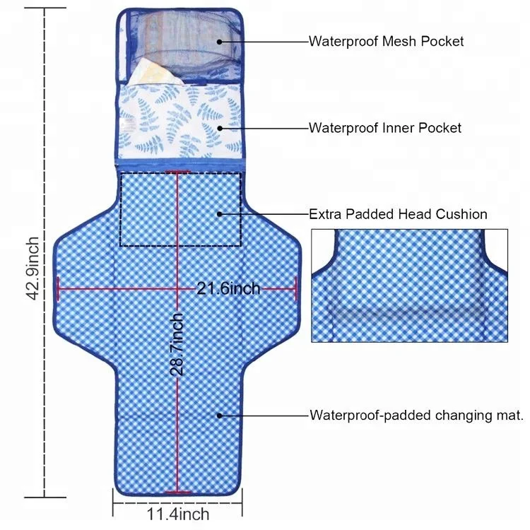 Travel Full Printing Hanging Baby Diaper Changing Pad Portable nappy change mat clutch