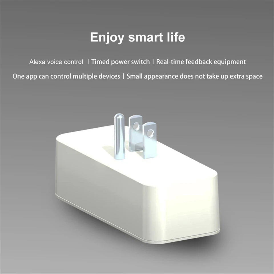 Mini WiFi Smart Socket US Standard Dual Outlet Wall Switch Plug Work with Amazon Alexa and Google Home