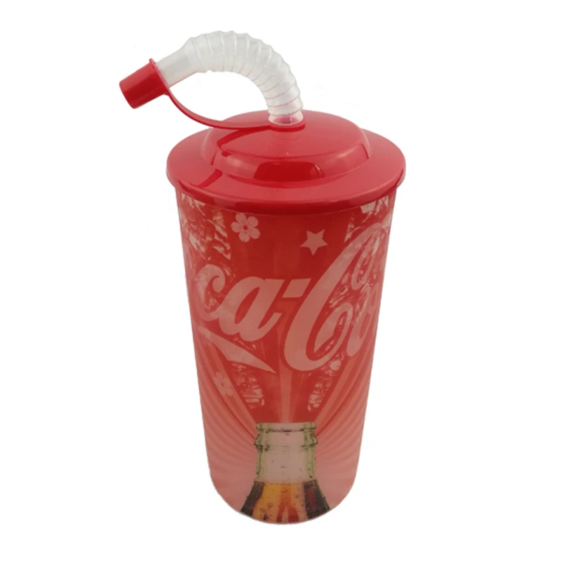 
Plastic drinking cups with Lids and straws, BPA Free (600ml - 20 oz) 