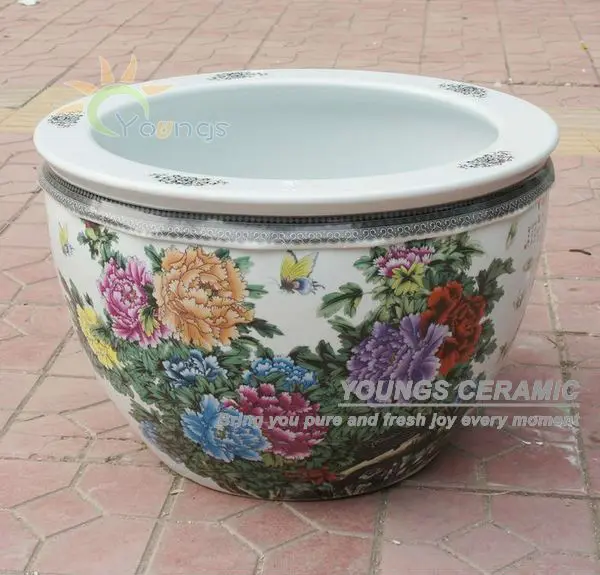 Wholesale large chinese famille rose ceramic plant pots for indoor and outdoor