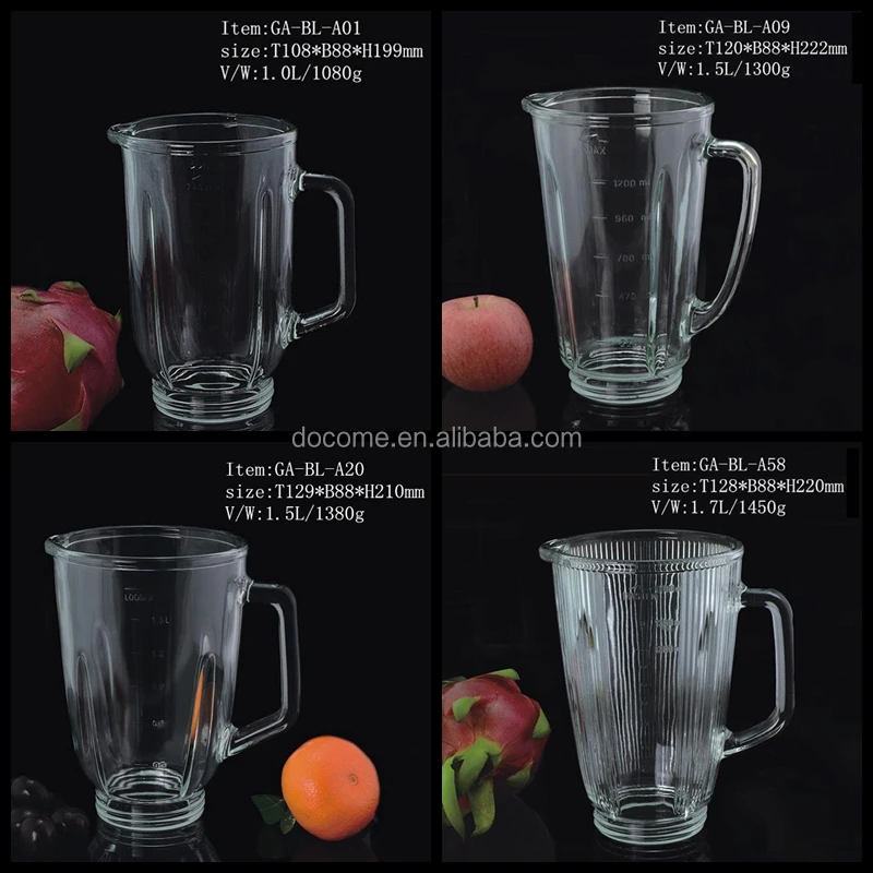GA-BL-A20 Round 1.5L Soda Lime Glass Blender Jar Juicer Replacement Part 88mm Bottom Jug for National