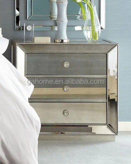 
Antique beveled glass mirrored bedside table 