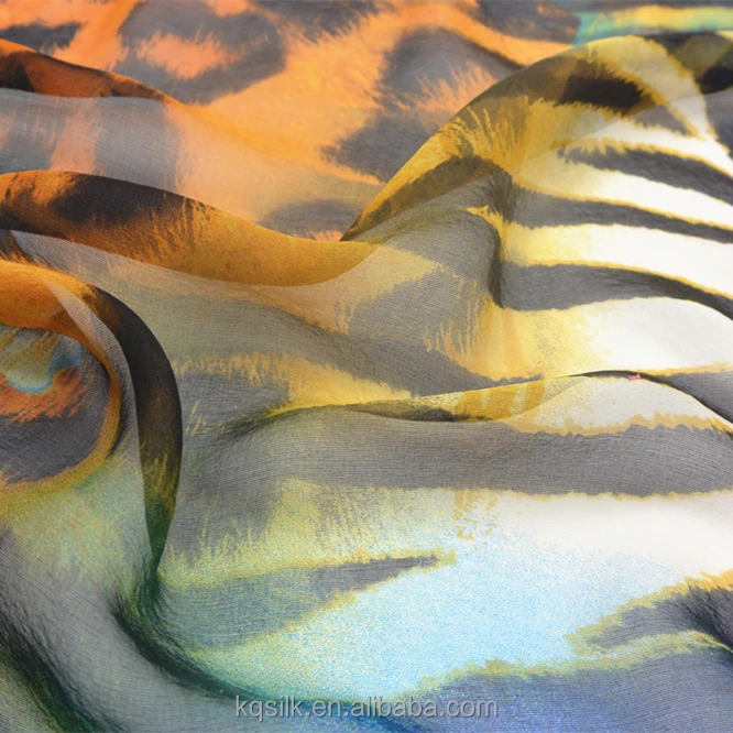 Леопардовая Зебра печать цифровая шелковая шифоновая ткань для платья