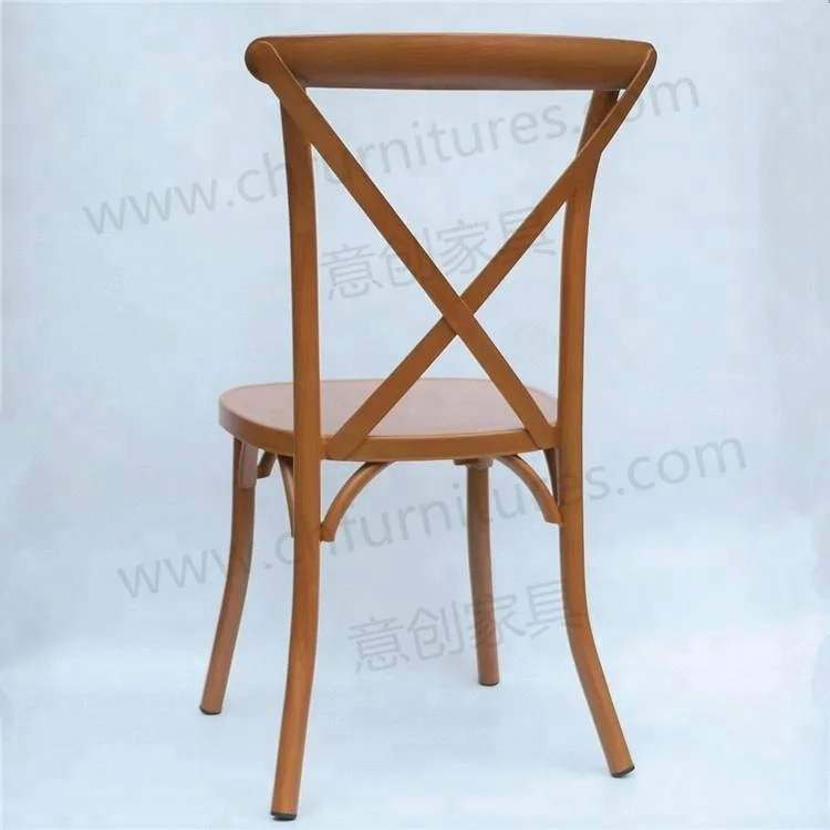 Оптовая продажа Штабелируемый металлический стул с перекрестной спинкой в деревянном