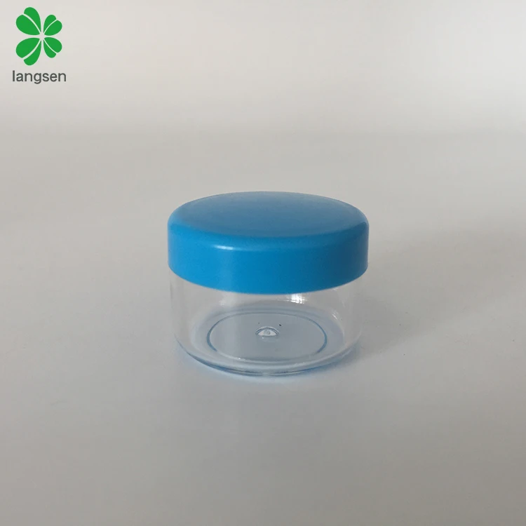 Chinese supplier plastic clear 5g 5 grams cosmetic jars with multi color screw lid for cosmetic sample dispenser