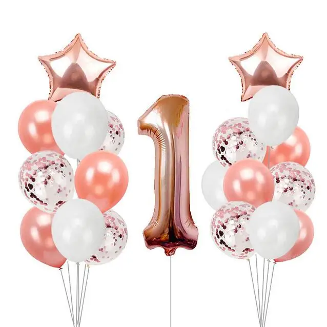 Wholesale 1st Birthday Party Decoration 32inch Number 1 Foil Balloon Set Confetti and Latex Balloons
