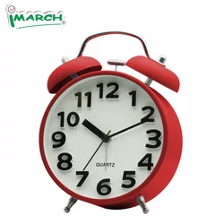 iMSH TB23501 Quartz analog clocks metal twin bell alarm clock wecker despertador desktop bedside bell custom alarm clock
