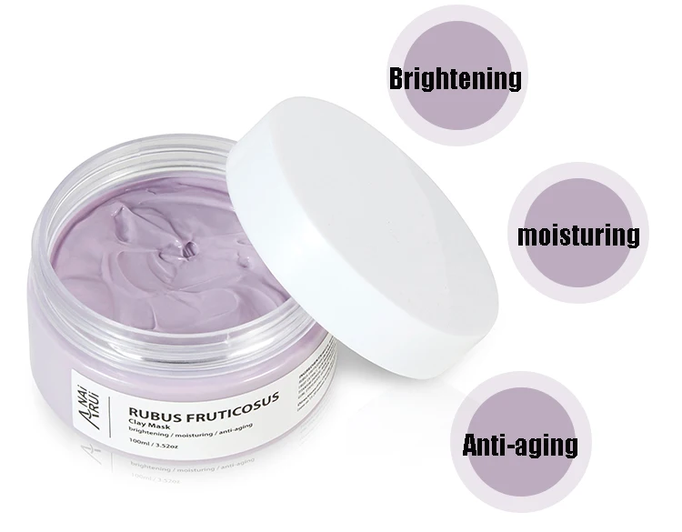 Purple Color Brightening Moisturiziing Anti Aging Blackberry Fruit And Vegetable Clay Facial Face Mask