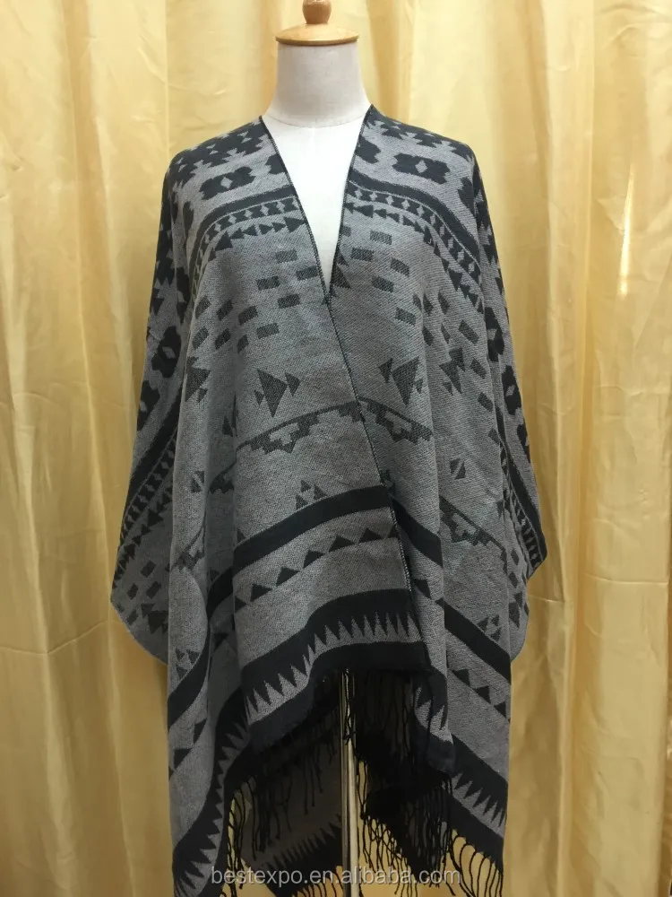
wholesale women traditional ruana wraps tassel kashmir blanket dubai fringe wool shawl 