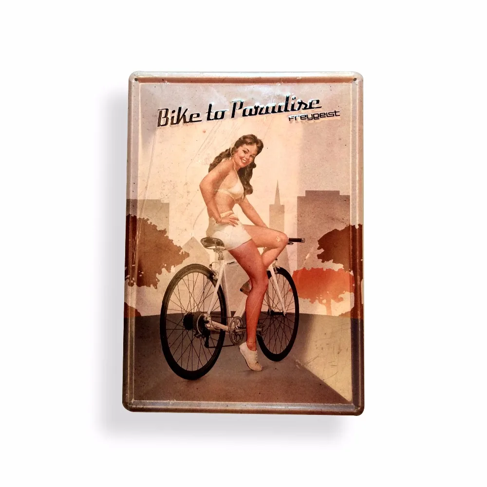 Cheap Customized Logo Bike Metal Craft Advertising Wall Decorative Poster Tin Sign Plate
