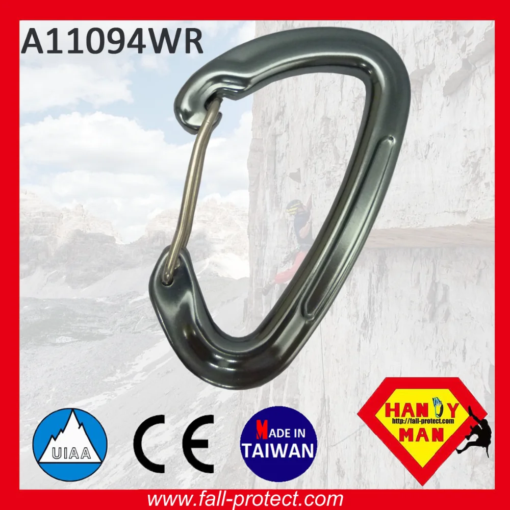 CE Rock Climbing Hook Anodized OEM ODM Outdoor Sports 25KN Wire Gate D Type Aluminum Carabiner