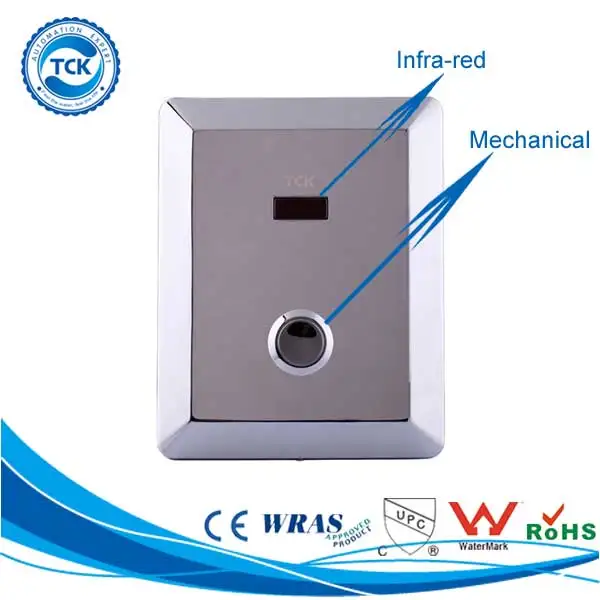 Touchless Infrared sensor activated toilet and flush valve with manual button