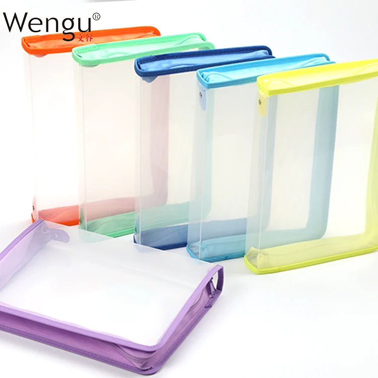  Печатная компания Wengu оптовая продажа высококачественный прозрачный водонепроницаемый полипропиленовый саржевый держатель на молнии для шитья канцелярских