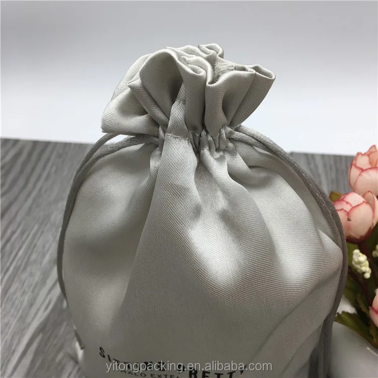 Silver Lovely Gift Satin Bags With Logo