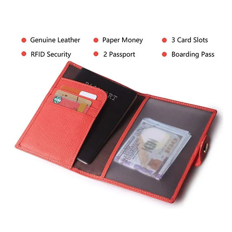 RFID Genuine Leather Passport Holder Wallet Man/Woman Card Holder For Passport