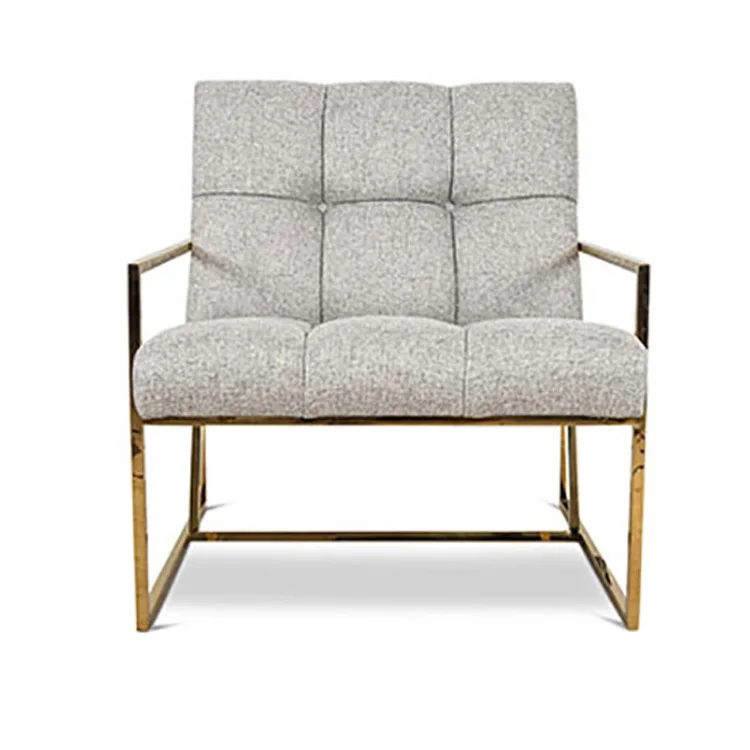 Wholesale of French modern armchairs with gold painted metal frames beige velvet sets living room wholesale