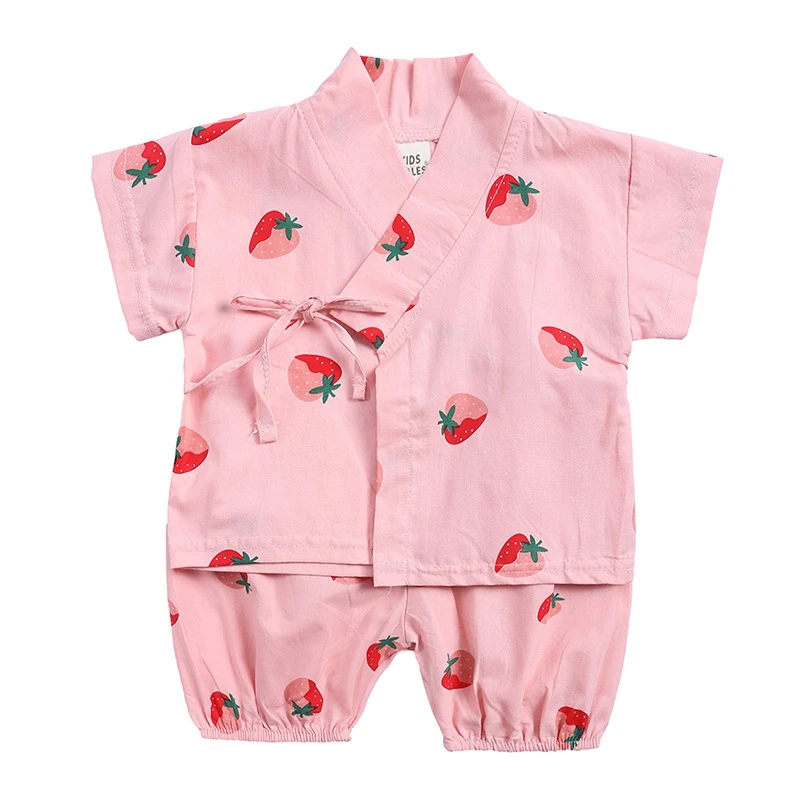 Cute Japanese Kids Clothes Baby Pajamas Cotton Baby Kimono Boy Baby Girl Clothes Summer Clothing Toddler babe Tracksuit Playwear
