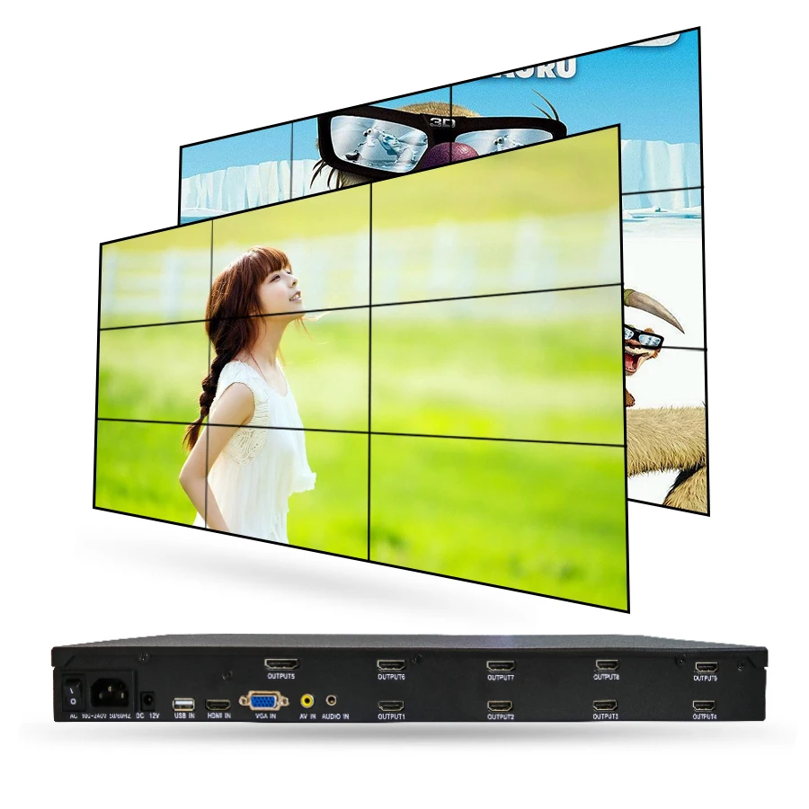 slim bezel 3*3 monitoring system LCD screen 4K video wall controller