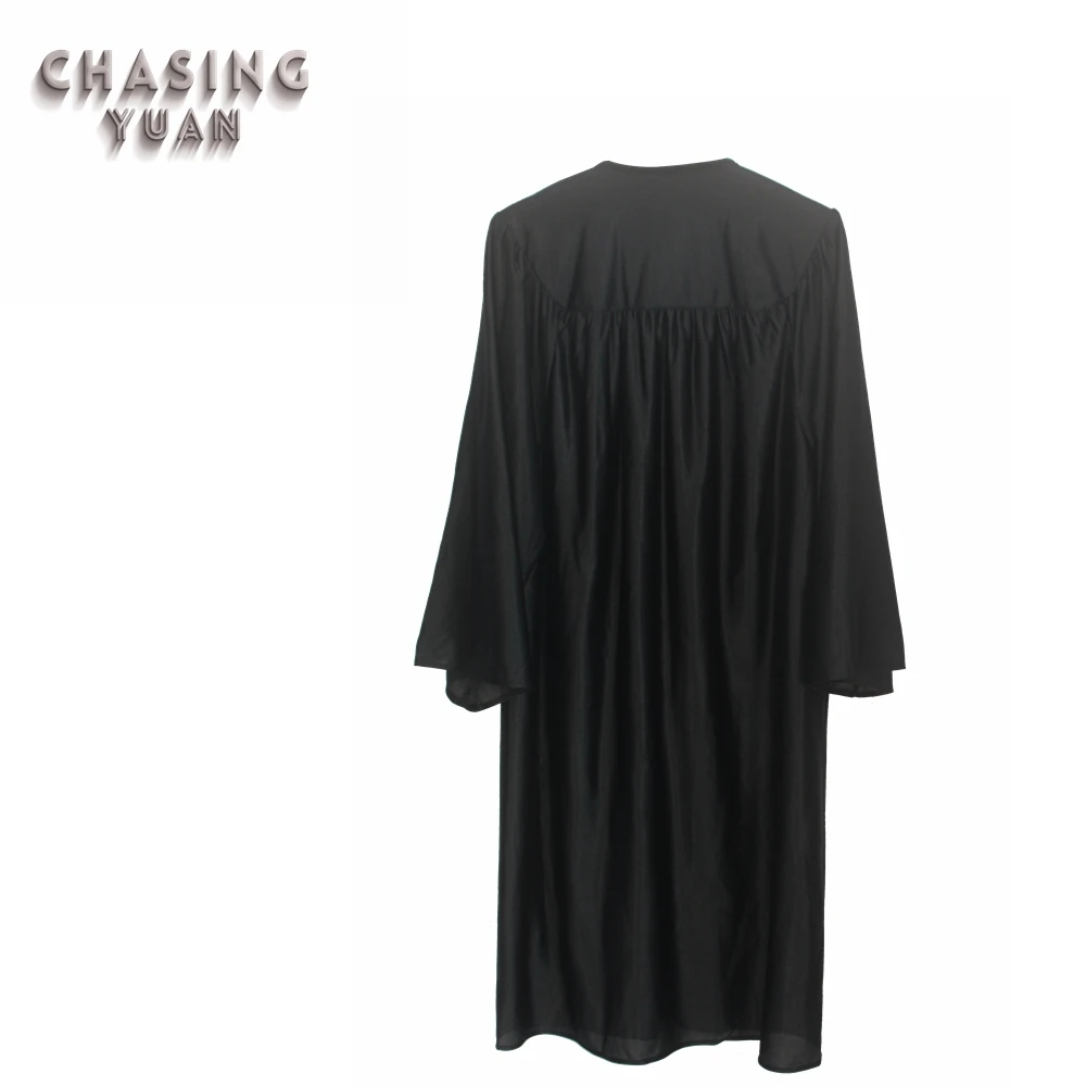 Academic Shiny Black Graduation Gown Robe