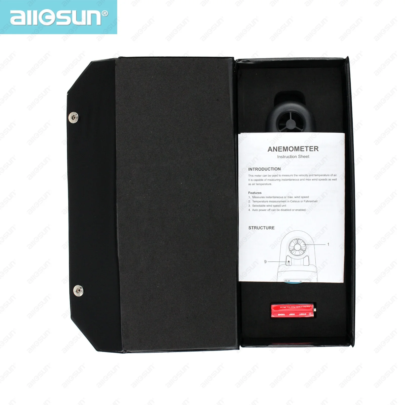 Цифровой анемометр All-sun EM2245, ручной измеритель скорости ветра, ЖК-дисплей, измеритель скорости воздуха, расхода воздуха