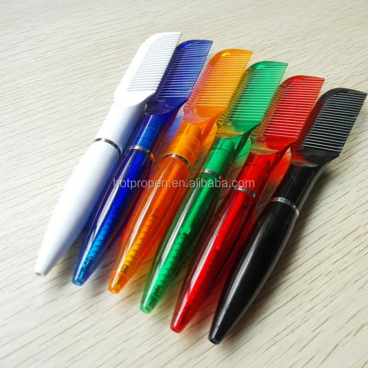 Hotel novelty personalize Promotional Transparent Comb Oil ball pen with Custom LOGO