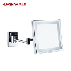 HSY1018 Led Lighted Wall Mount Magnifying Makeup square led single side Mirror