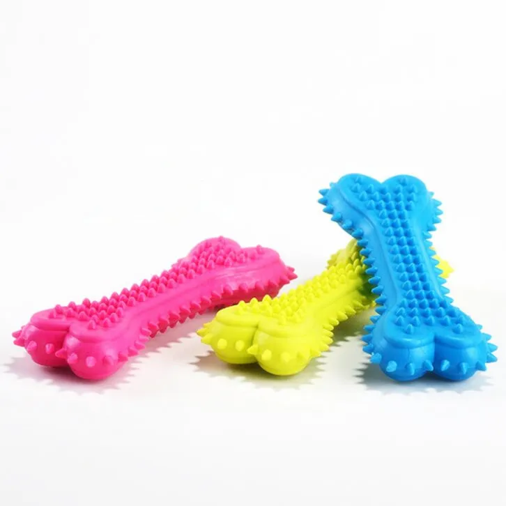 pet supplies Solid transparent rubber pet toy spike bone Durable bone dog toy