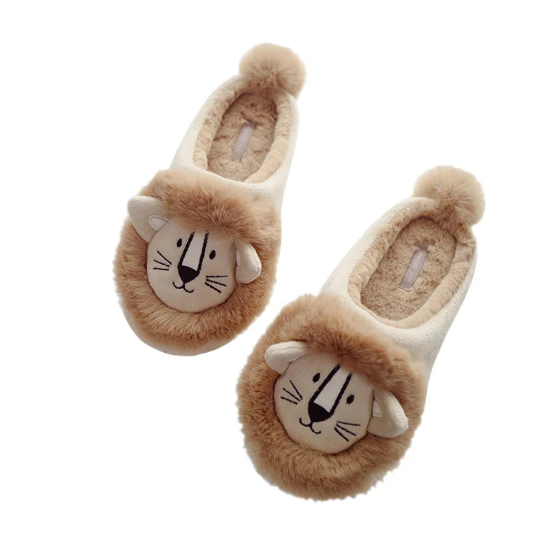 
Winter adds thick warm plush slippers lovely little lion indoor warm plush slippers  (60831690894)