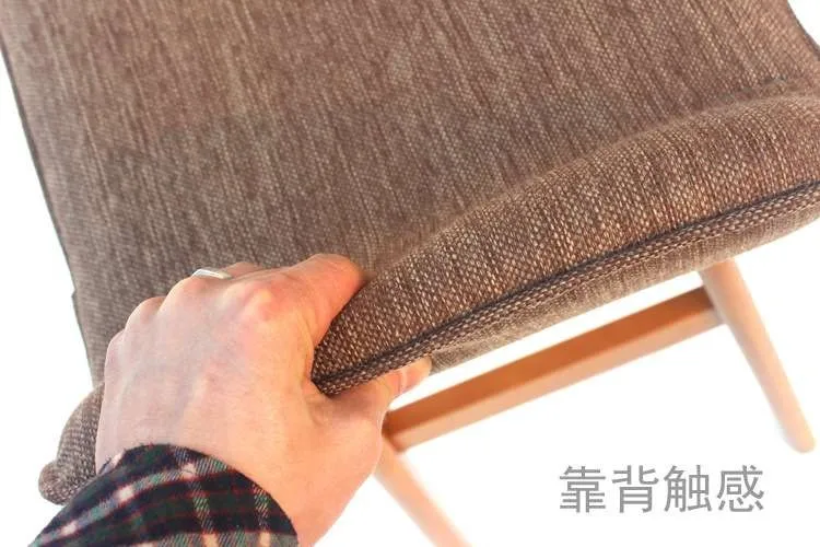 Modern fabric curved seat oak barstool,with footrest modern fabric high barstool for sale