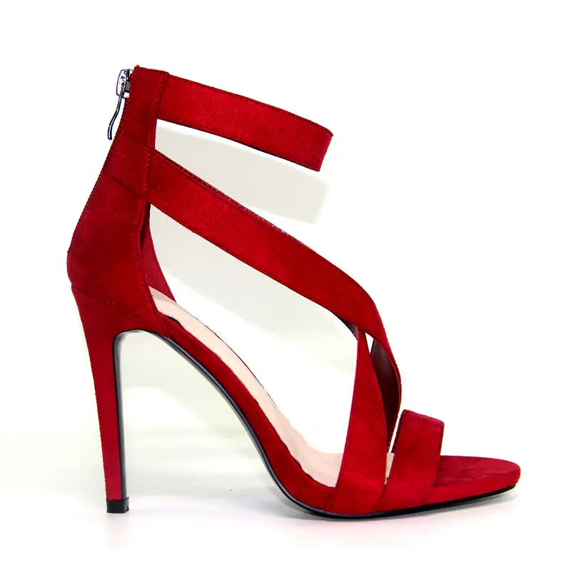 2019 new design cheap price elegant women sandals cross strips open toe stiletto lady shoes