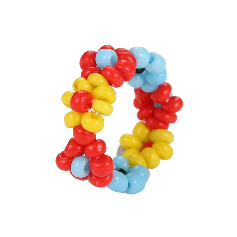 В богемном стиле ярких цветов смолы бусины кольца для женщин Bijoux (украшения своими руками) огранка из эластичного материала, растягивающаяся под палец кольца ювелирные изделия (KR079)