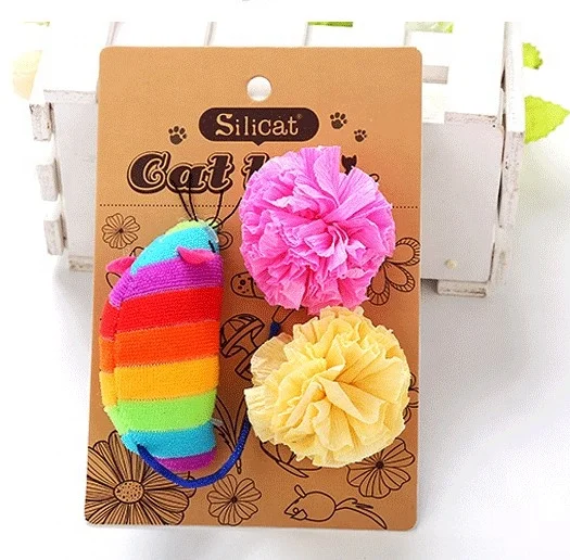 Wholesale interactive catnip cats kittens toys Christmas gift set soft plush mouse balls cat mint chew toys with feather tails