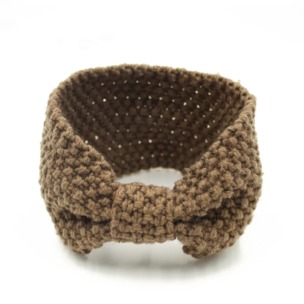 Japanese Candy Color Stylish Woolen Knitting Elastic Bow Tie Headband Crochet Head Wrap Hairband