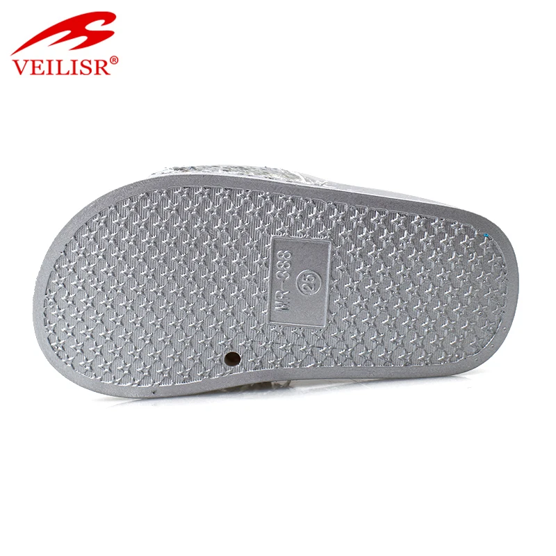 Outdoor indoor sequins PU upper children slippers kids slide sandals