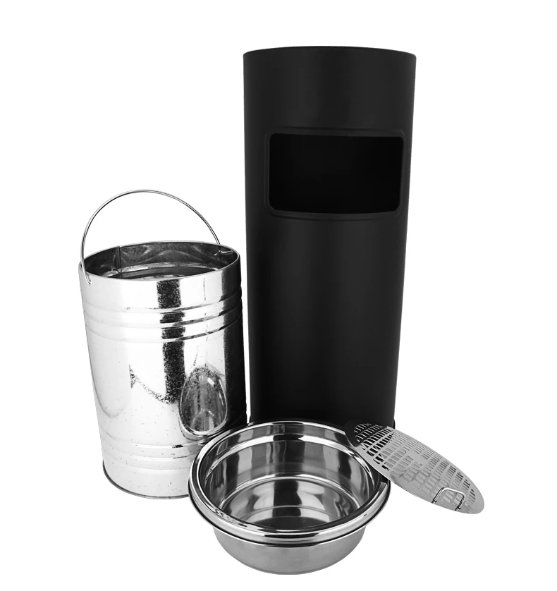 
Stainless Steel Carbon Can Trash Kitchen Dustbin Outdoor Dustbin With Ashtray 