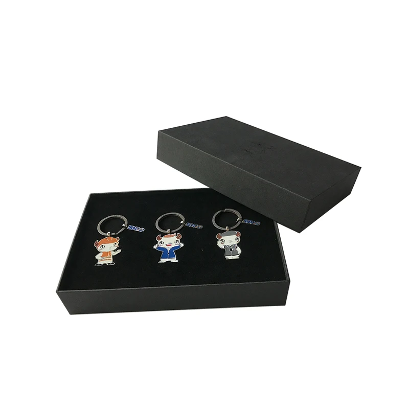 Wholesale flocking foam insert Cardboard Paper Pill Keychain Gift Box