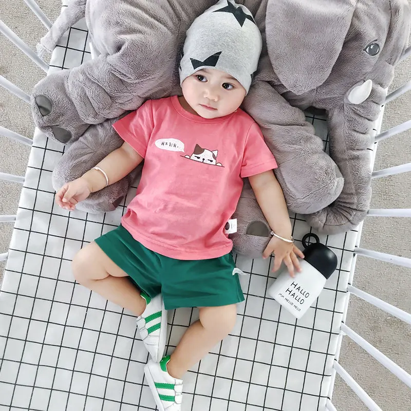 
baby clothing Neonatal clothes Summer-style round collar plain-color casual jacket Baby T-shirt 