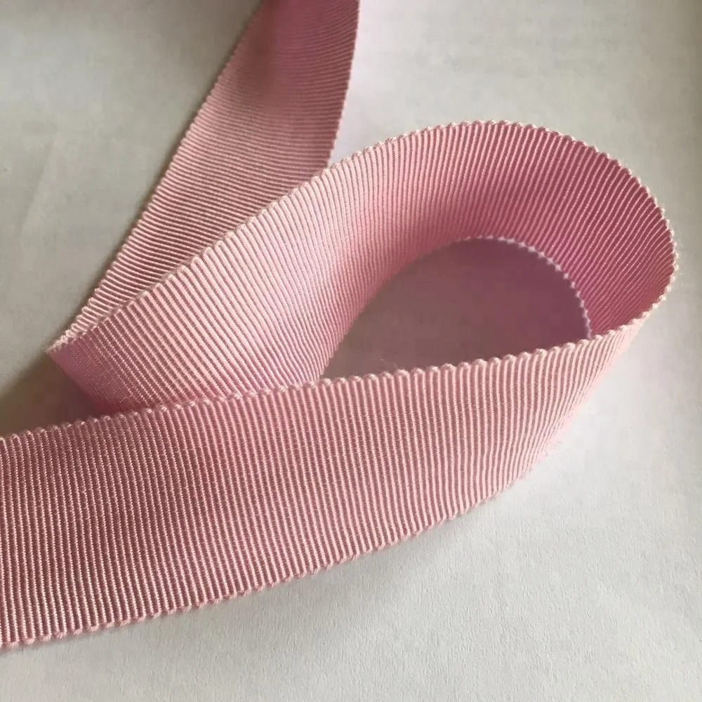 Manufacture wholesale  1 inch pink color Soft Grosgrain Rayon Cotton Viscose Ribbon for Hat and garment and gift wrapping