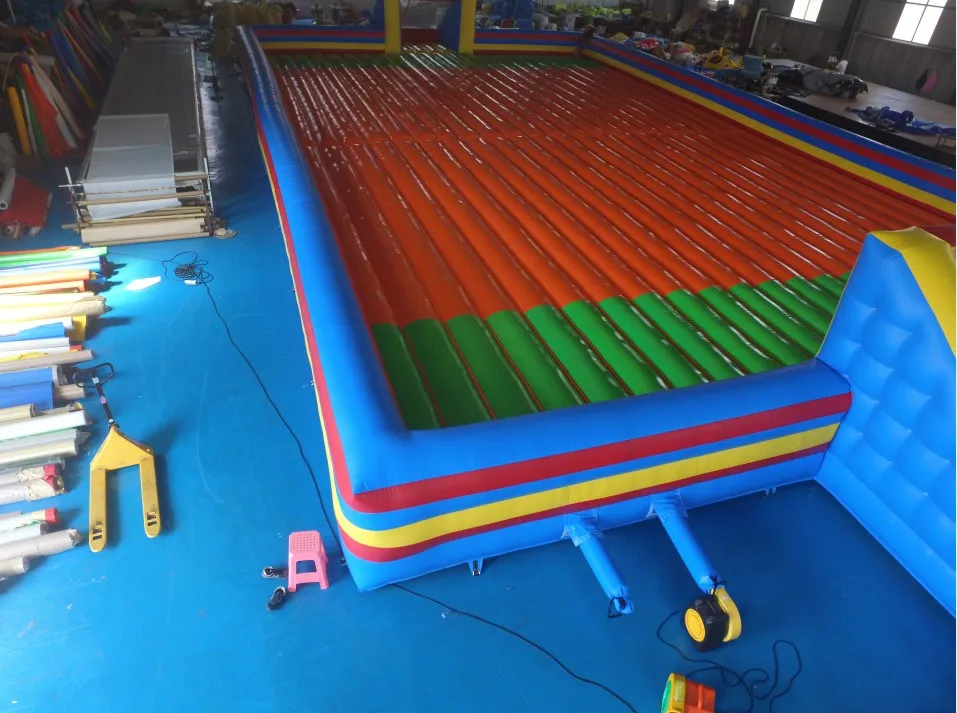 Latest 20m double layers Inflatable jumping Football Playground Soap Soccer Field for kids and adult