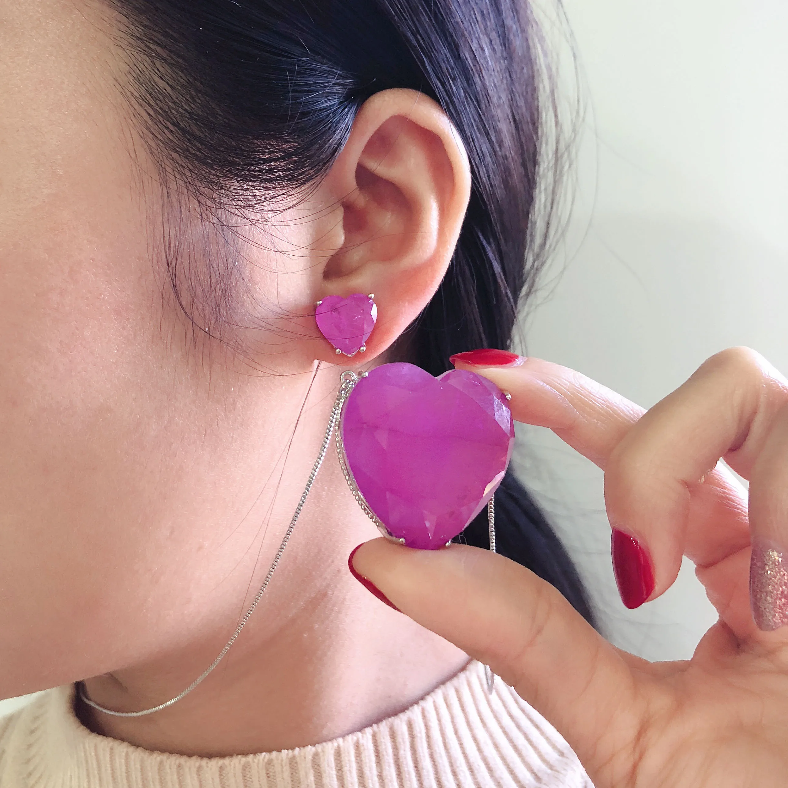 Крупные бразильские ювелирные изделия в форме сердца, День Святого Валентина, наборы ювелирных изделий из сплава камней