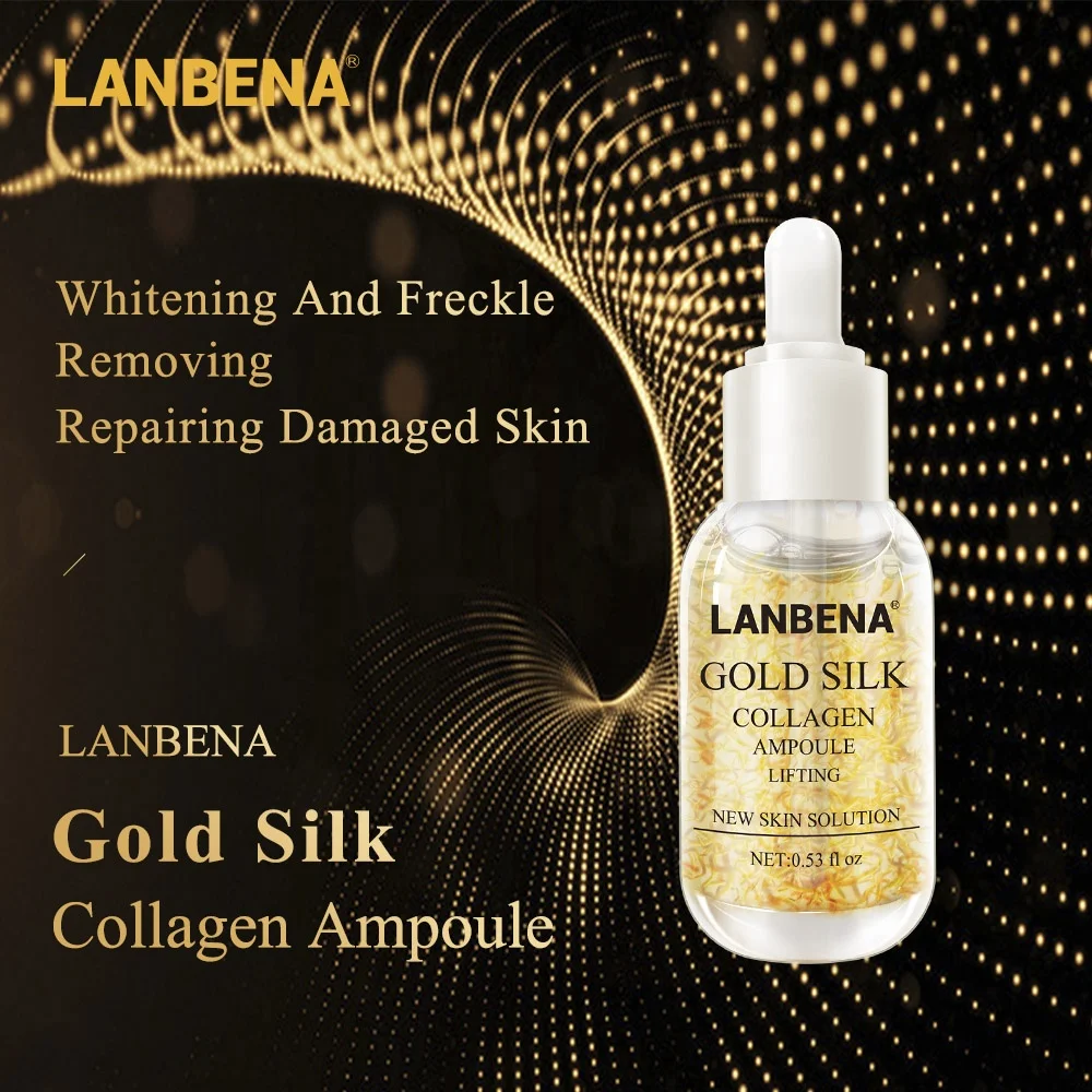
Gold Silk Acido Hialuronico Face Serum Collagen Ampoule Pure Foil Essence Serum Anti Wrinkle Anti-Aging Serum 
