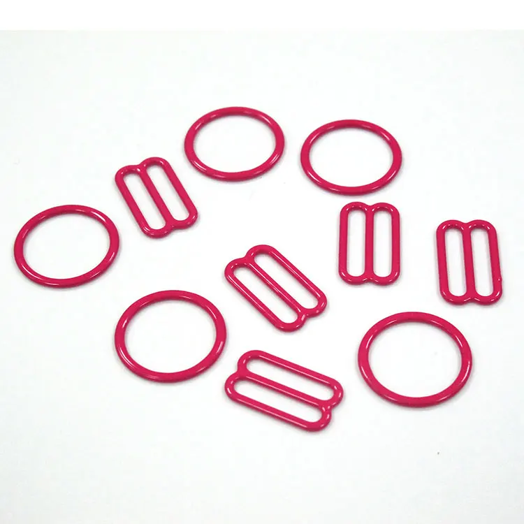 15MM Nylon coated Rose red bra ring clasp plastic buckle